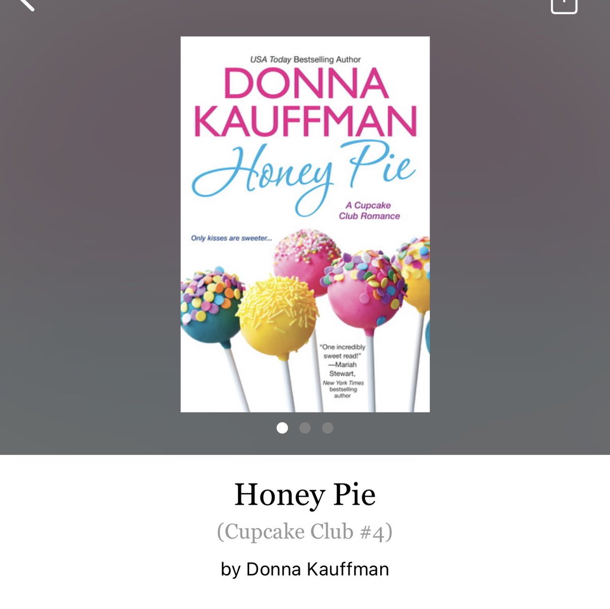 Honey Pie By Donna Kauffman 

#HoneyPie by #DonnaKauffman #4832 #20chapters #309pages #375of400 #Series #Kindle #81for21 #CupckaeClub #Book4of4 #HoneyAndDylan #sugarberryIsland #clearingoffreadingshelves #whatsNext #readitquick