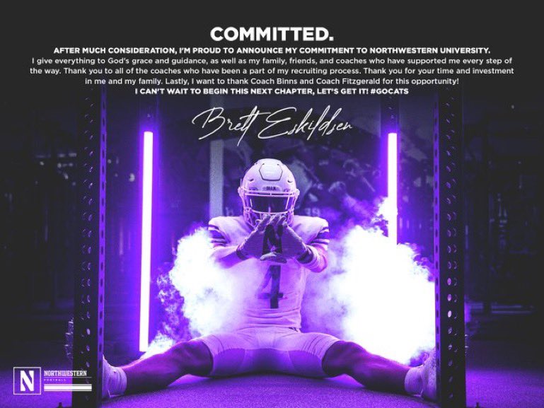committed. 🟣⚪️ #GoCats

<a href="/ArmonBinns/">A.B.</a> <a href="/coachfitz51/">Pat Fitzgerald</a> <a href="/RileyLees/">Riley Lees</a> <a href="/NU_CoachMac/">Matt MacPherson</a> @NUCoachJake <a href="/CoachWebb/">Matt Webb</a> <a href="/Cen10TitansFB/">Centennial Titan Football Recruiting</a> <a href="/CoachJackson84/">Jeff Jackson</a> <a href="/CG1three/">Chris Givens</a>