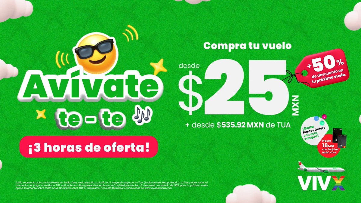 Viva Aerobus on Twitter "⏰ ¡SOLO POR 3 HORAS! ⏰ Compra tu vuelo desde