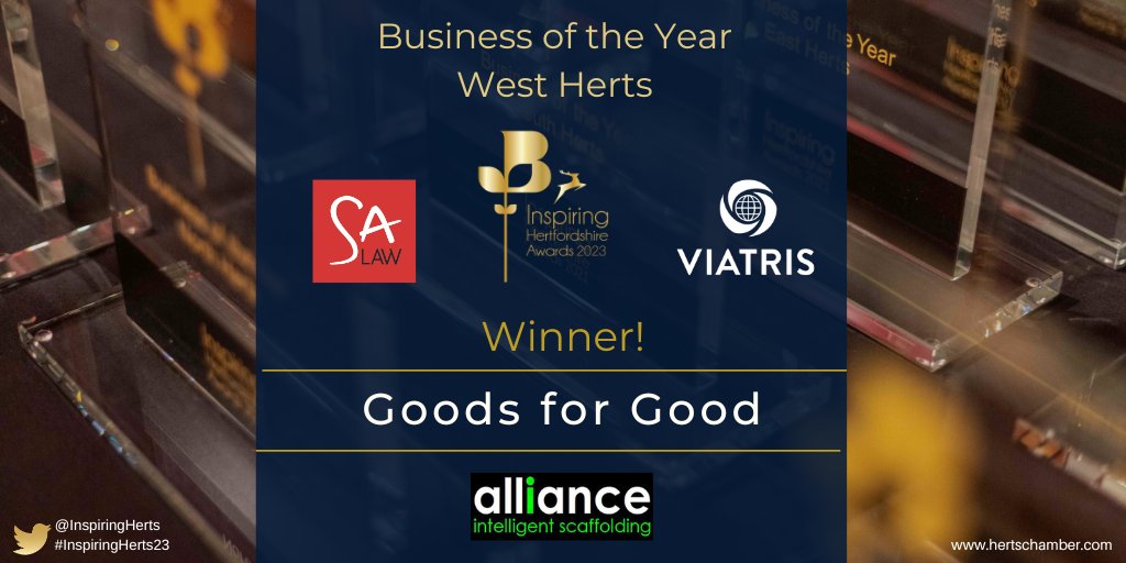 InspiringHerts's tweet photo. Congratulations to our Business of the Year West Herts Award Winner, @GOODSFORGOODuk!

Sponsored by @AllianceScaffs 

#InspiringHerts23 #KeeptheHeartinHerts https://t.co/MsZaptokxf