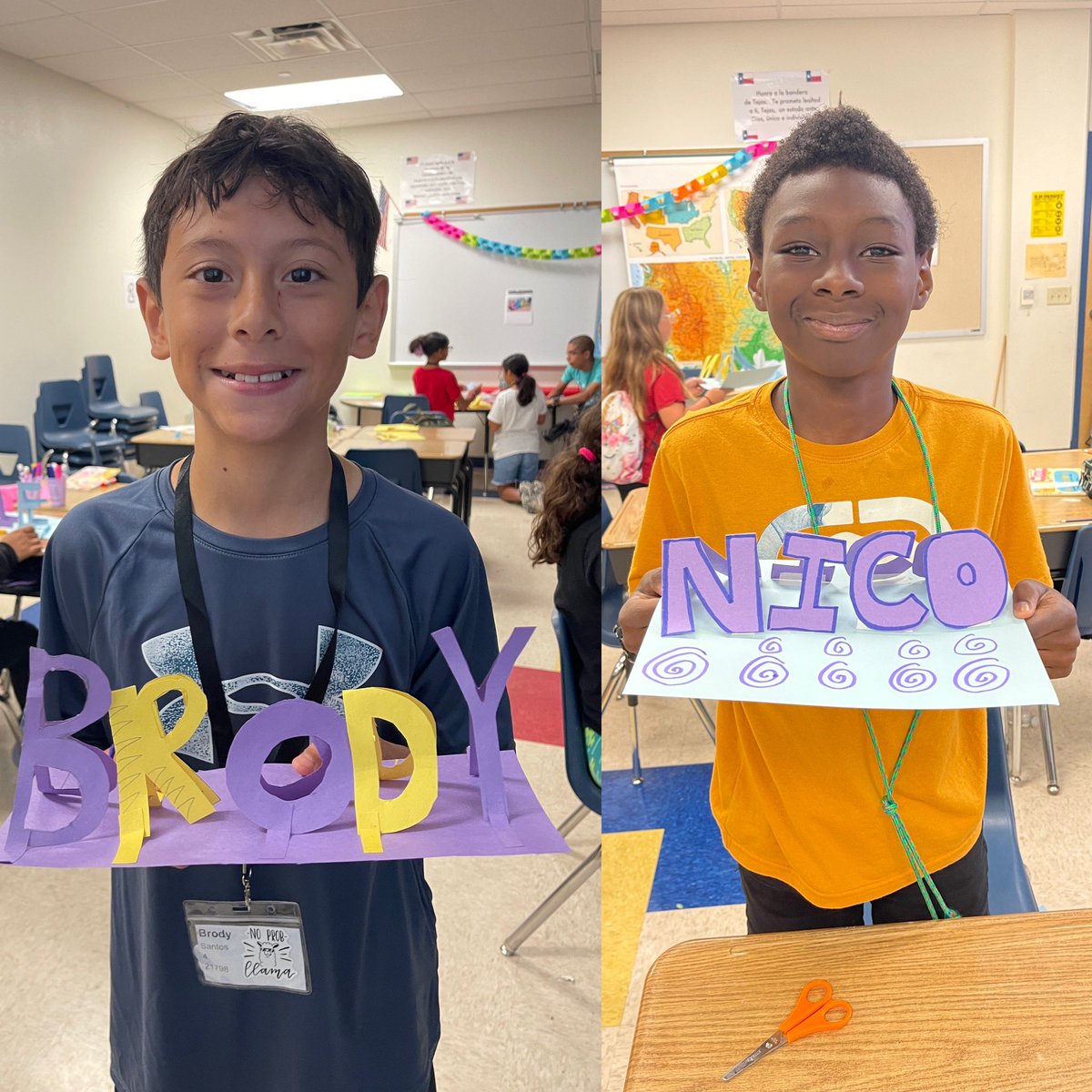 laurenbpish's tweet photo. Summer Intersession Fun! Today our wonderful students made 3D name signs! @SeguinISD I love seeing their creative side! #SeguinACE https://t.co/XmO2AWhnec