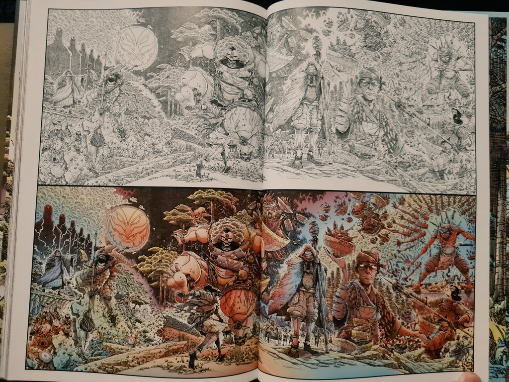 Rjdm (@rmyj) on Twitter photo Ce tome est d'une véritable beauté, du dessin somptueux de @HeGotGronc, à la fab de <a href="/KomicsI/">Komics Initiative Édition</a>
La quête d'une guerrière orpheline qui doit déglinguer des hommes corrompus devenus démons
Composé de combats chorégraphiés, d'action violente et sanglante, de bodyhorror..
Une bombe ! Ce tome est d'une véritable beauté, du dessin somptueux de @HeGotGronc, à la fab de <a href="/KomicsI/">Komics Initiative Édition</a>
La quête d'une guerrière orpheline qui doit déglinguer des hommes corrompus devenus démons
Composé de combats chorégraphiés, d'action violente et sanglante, de bodyhorror..
Une bombe !