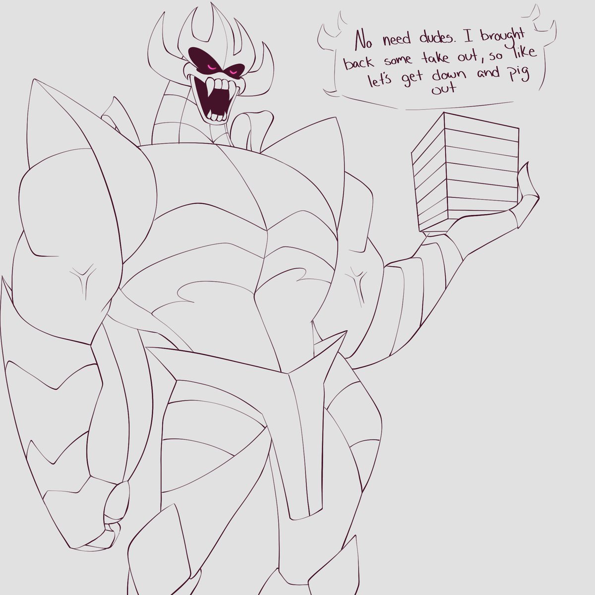 GayArts69's tweet photo. I have been watching '87 tmnt and I can't get over this one scene in the episode Cowabunga Shredhead and I couldn't resist drawing a rise version.
also not bad for my first time drawing rise shredder.

#rottmnt https://t.co/h90VMfgLbI