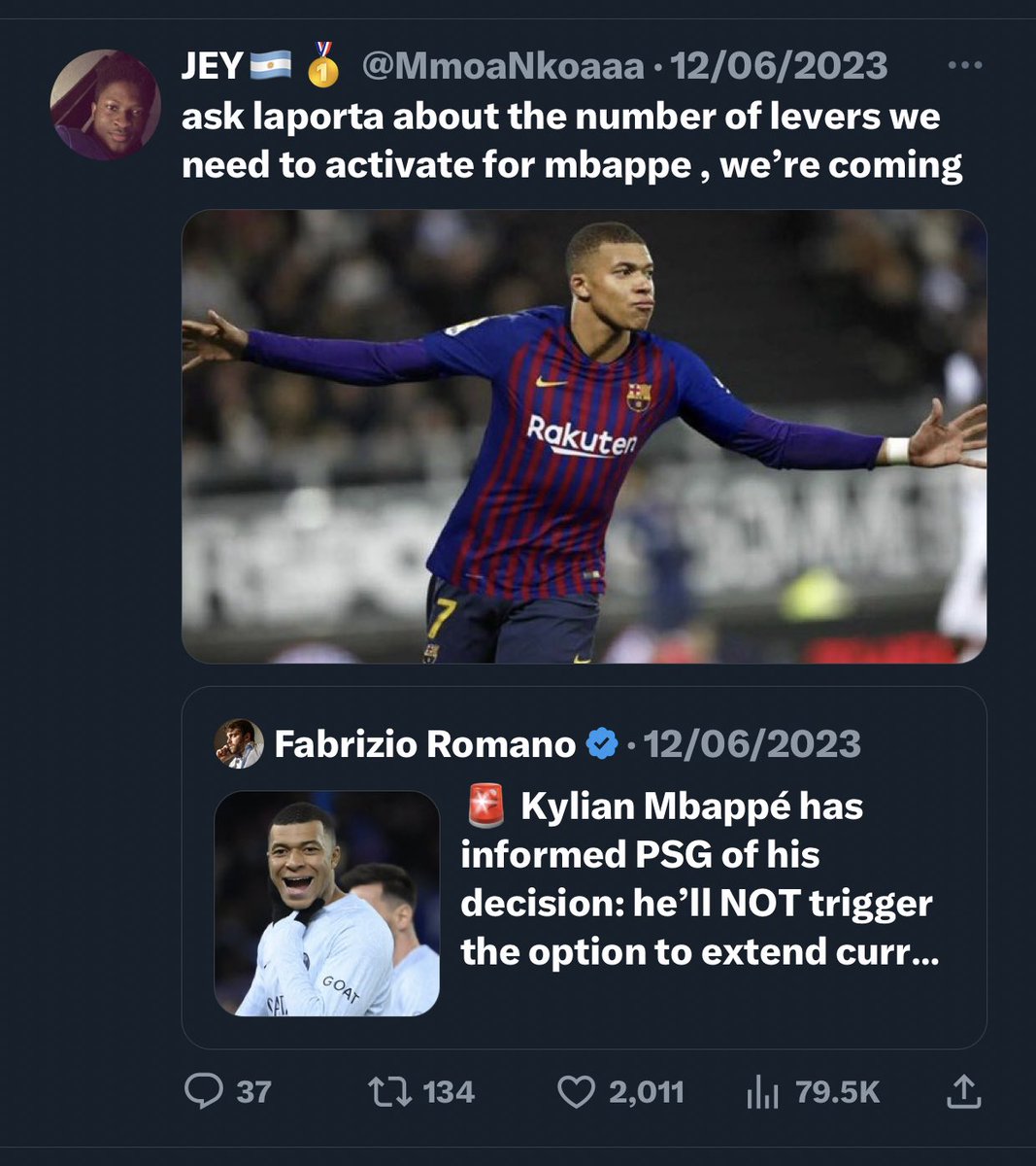 When poverty speaks you smell it intensively, I guess you need to active an infinite number of levers to get Mbappe to Camp Nou