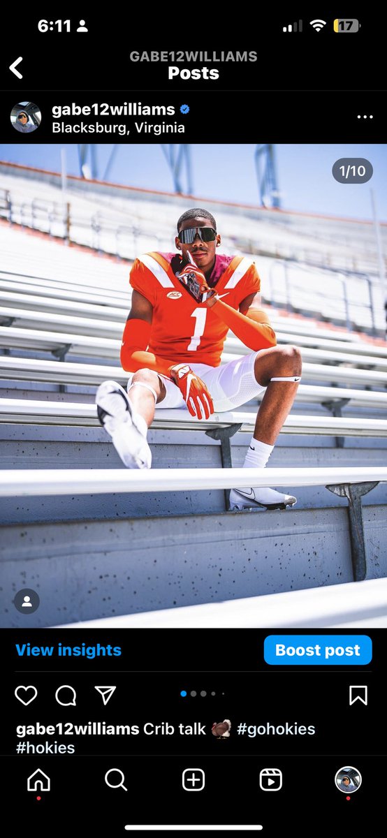 VT fans can y’all show some love to my new post , It would mean the world !! how i look in the orange? 🦃 @CoachShawnQuinn @HokiesFB @TechSideline @Coach_Marve @CoachEBrooks @CoachPryVT instagram.com/p/CtzxZ21uF2I/  #hokies #Thisishome #gohokies