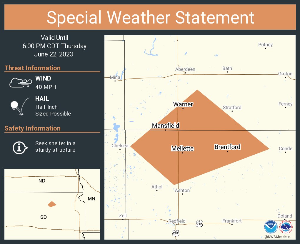 NWS Aberdeen on Twitter "A special weather statement has been issued for Warner SD, Mellette SD
