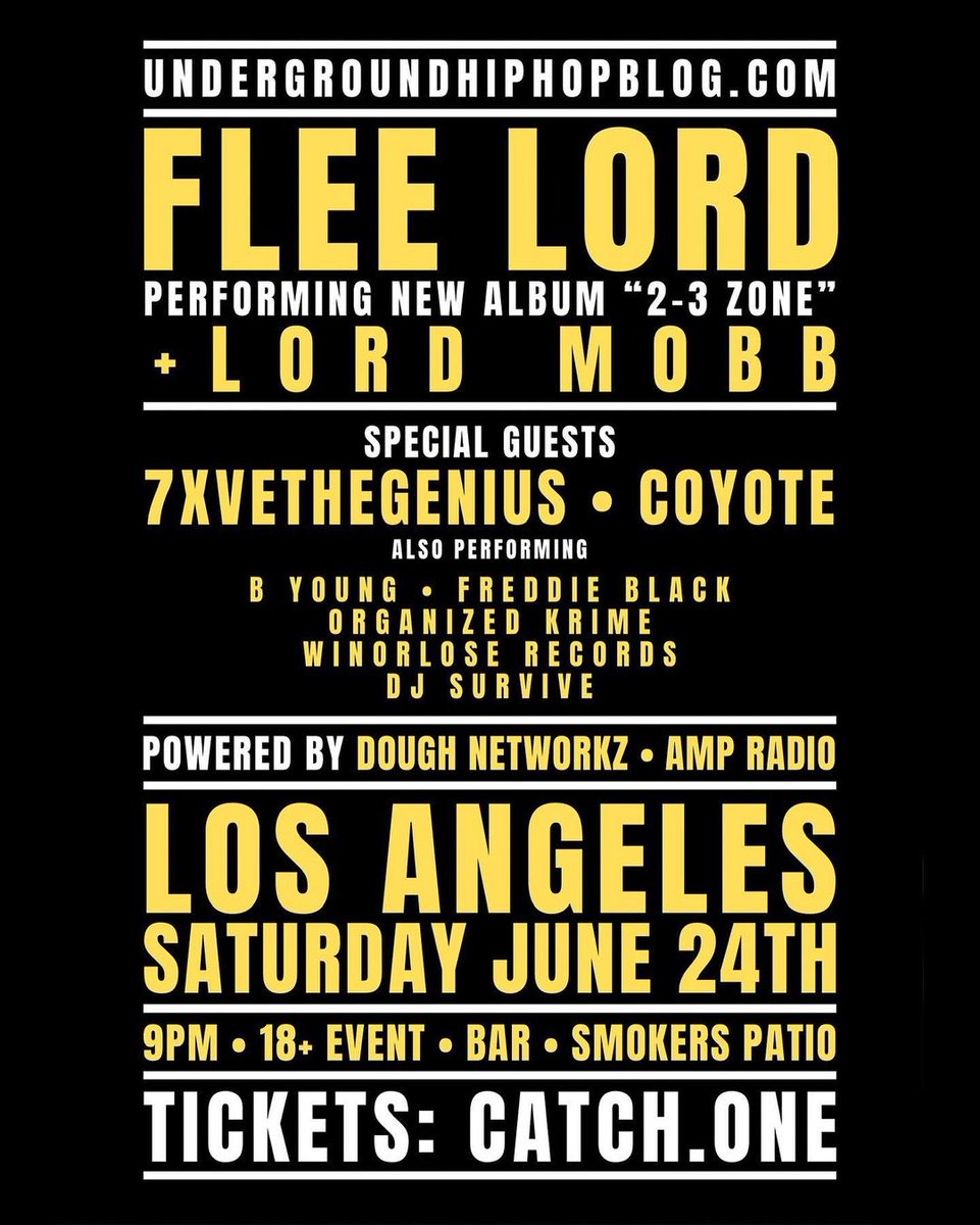 FLEE LORD “2-3 ZONE” LIVE IN LA THIS SATURDAY 🤯
Featuring live performances & special guests
 🎫 Link in Bio!! 
#catchonela #picounion #losangeles #thisweekend #fleelord