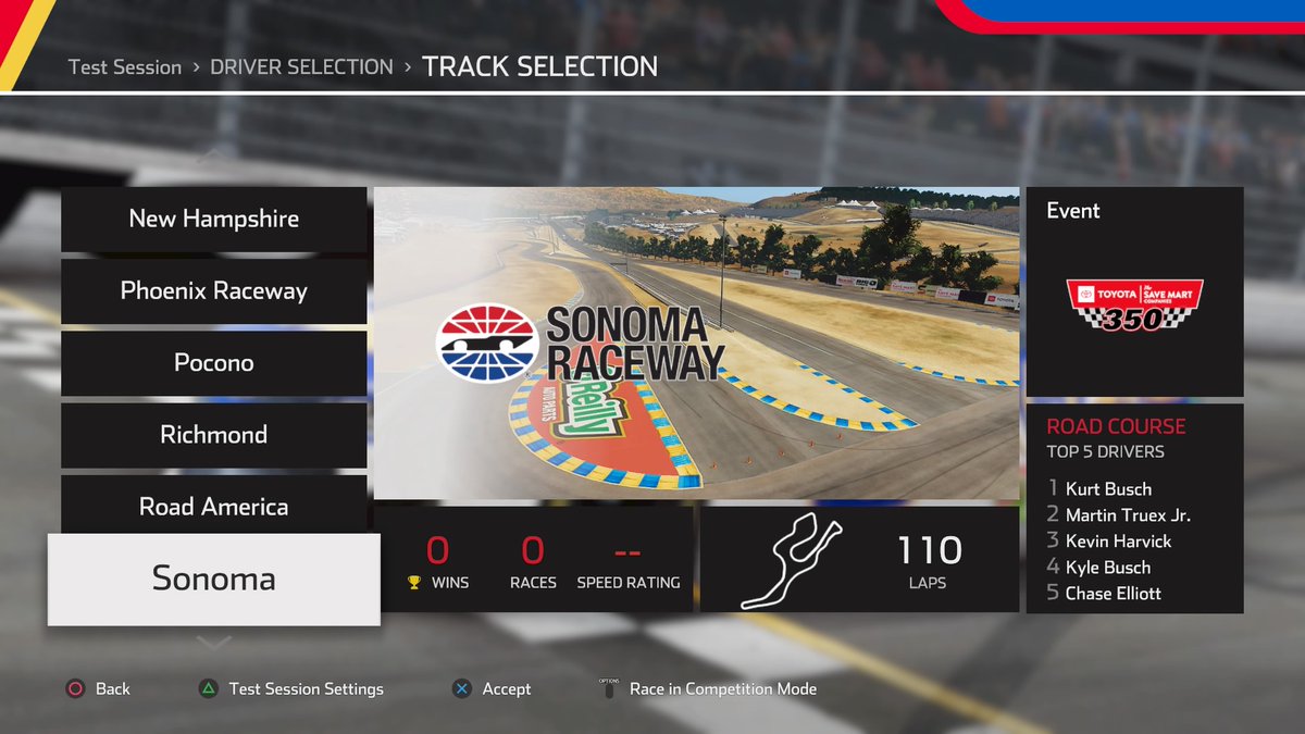 Sonoma is still the old layout with the carousel #NASCAR #NASCAR75 #NASCARHeat5 #PS4share