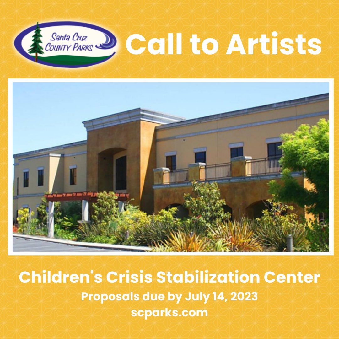 SCParksDept's tweet photo. An artist will be selected to create a site-specific public art component for the new Childrens Crisis Stabilization Center in Santa Cruz County. A Proposals due by July 14, 2023.  https://t.co/jYIP9elEiK https://t.co/Cg8W0yGBgb