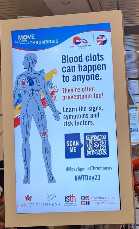 Thanks @thrombosisday for raising #thrombosis awareness at airport @Montreal ahead of #ISTH2023