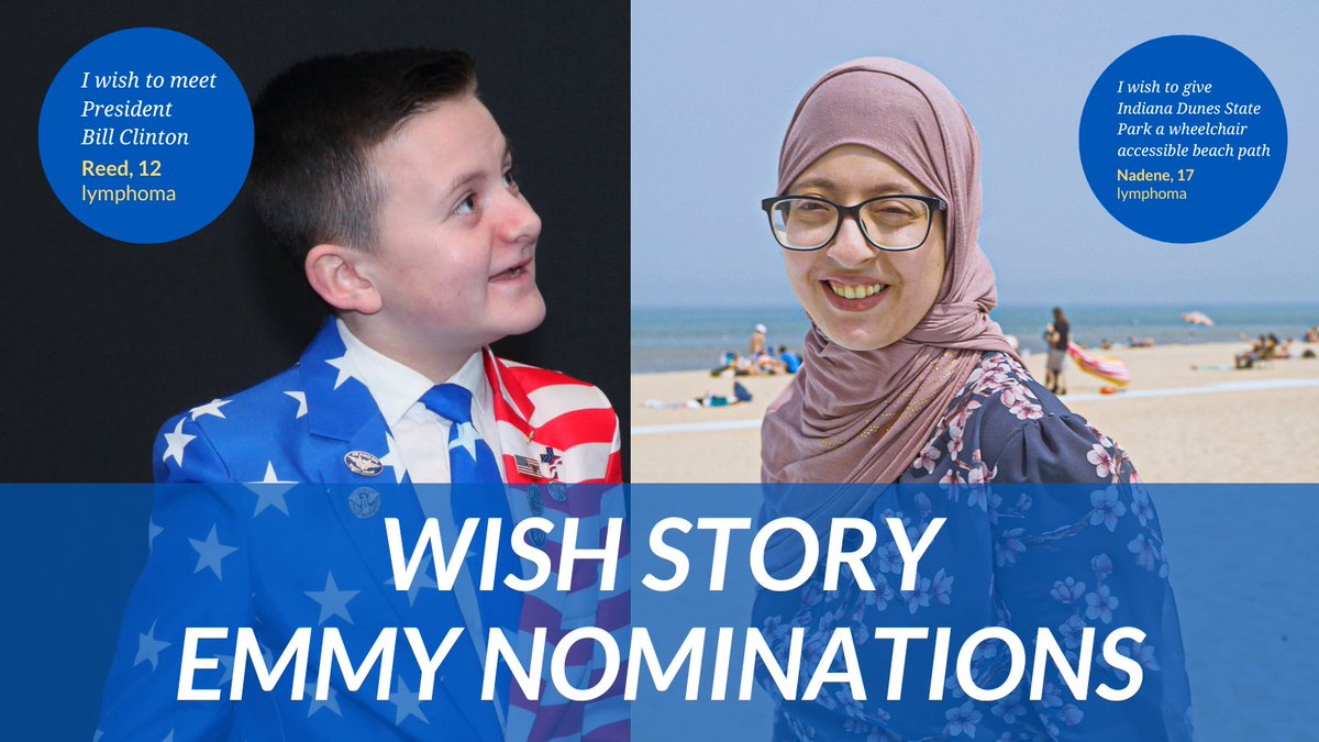 We're so proud to celebrate team members Katie Ferrell and Matthew Smith for their @OhioValleyEmmy nomination for the video of Nadene's wish to give @indianadunessp an accessible beach path. Congrats to Emmy nominee @marvbartlett56 of @FOX56News on his story on KY wish kid Reed!