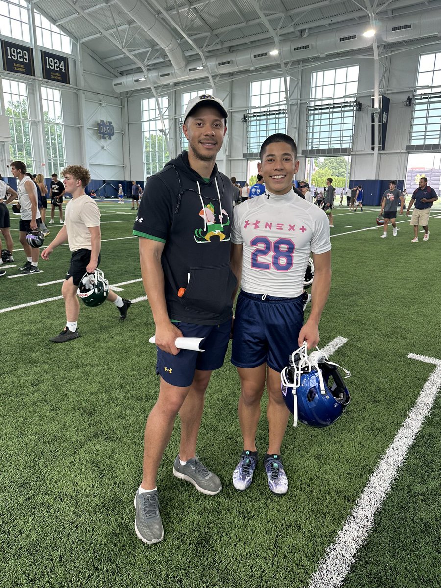 JAYDEN TAYLOR (FIZZ) | 2028 (@jayden_taylor08) on Twitter photo Pleasure to be able to meet Coach Marcus Freeman and Chansi Stuckey after a great camp at The University of Notre Dame!
<a href="/ChansiStuckey/">Coach Chansi Stuckey</a>
<a href="/Marcus_Freeman1/">Marcus Freeman</a>
<a href="/NDFootball/">Notre Dame Football</a>
<a href="/MADEstores/">Big Nate</a>
<a href="/GregBiggins/">Greg Biggins</a>
<a href="/247Sports/">247Sports</a>
<a href="/MaxPreps/">MaxPreps</a>
<a href="/EliteAthletes_/">Elite Athletes / Jeff Johnson</a> Pleasure to be able to meet Coach Marcus Freeman and Chansi Stuckey after a great camp at The University of Notre Dame!
<a href="/ChansiStuckey/">Coach Chansi Stuckey</a>
<a href="/Marcus_Freeman1/">Marcus Freeman</a>
<a href="/NDFootball/">Notre Dame Football</a>
<a href="/MADEstores/">Big Nate</a>
<a href="/GregBiggins/">Greg Biggins</a>
<a href="/247Sports/">247Sports</a>
<a href="/MaxPreps/">MaxPreps</a>
<a href="/EliteAthletes_/">Elite Athletes / Jeff Johnson</a>
