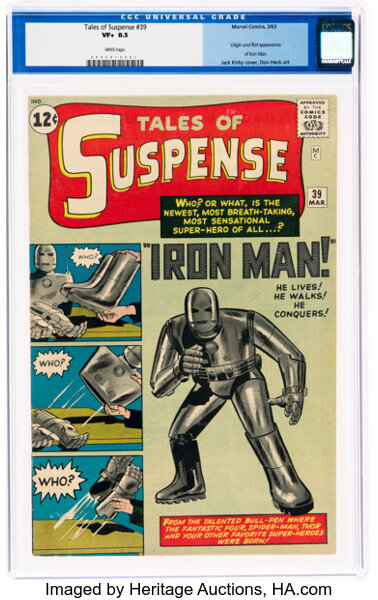 #HERITAGELIVE One of Overstreet's top ten #SilverAge #comics! This Tales of Suspense no. 39, with the first appearance of #IronMan just sold for $69,000. bit.ly/3XogbcJ