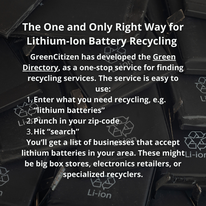 Many of our gadgets run on Lithium-Ion Batteries, but what do you do with them once they die? 

Complete Guide: go.greencitizen.com/CIxin
