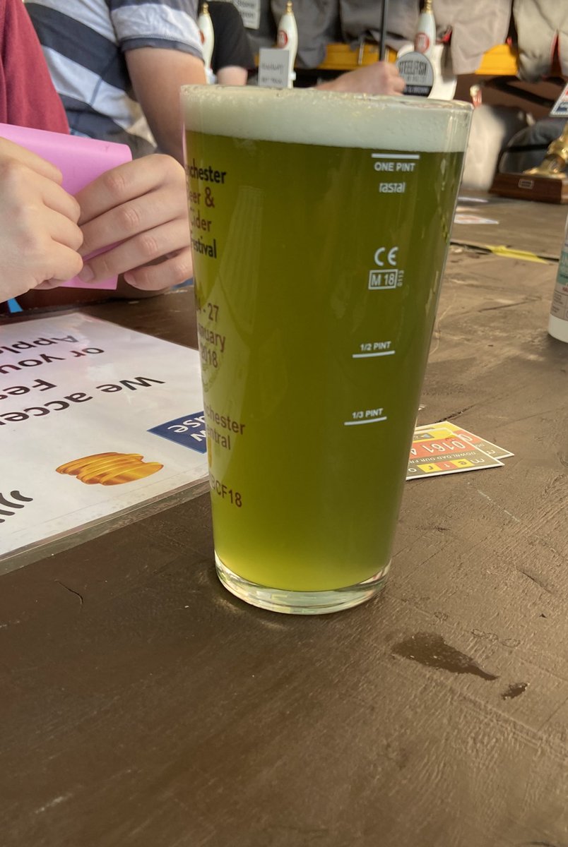 The most popular beer of the night on the <a href="/WalthewHouse/">Walthew House</a> Charity bar <a href="/skbeerfestival/">Stockport Beer Fest</a> was from Denton based P-Noot Brew Co and yes it is Green and yes that is a pint 🍺 
There’s a few pints left for Friday