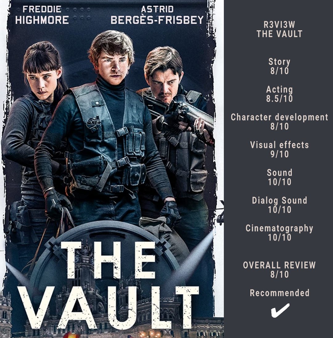 THE VAULT
Release-2021

#freddiehighmore #astridbergesfrisbey #samriley #review #moviereviews #reviewfilm #filmreview #filmreviews #moviereview  #moviecritic #filmcritic #tvreview #movies #film #actors #netflix #primevideo #r3vi3wz #thevault #tf1studio