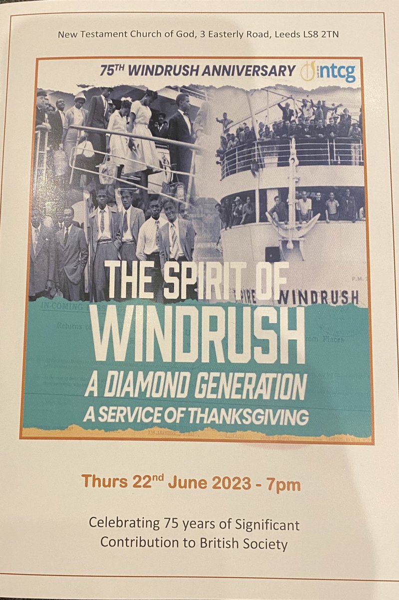 The spirit of Windrush was truly present @ the New Testament Church of God, Easterly Rd, Leeds.The service commemorated & celebrated the Windrush Pioneers. Shahck Out Youth Dance presented an uplifting performance ⁦@ace_thenorth⁩ ⁦@_YourCommunity⁩ #Windrush75 ⁦