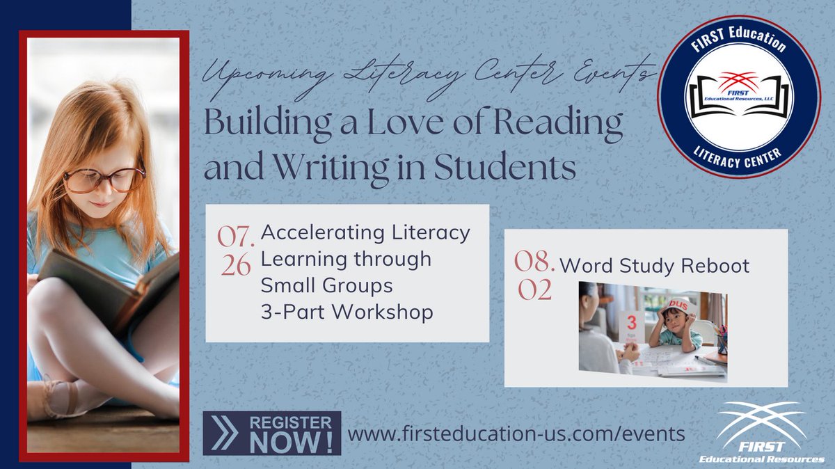 If you’re looking to continue to build a love of reading and writing in your students, we have some great offerings for you! Check out these amazing, virtual, events from the #FIRSTEducation Literacy Center! firsteducation-us.com/events