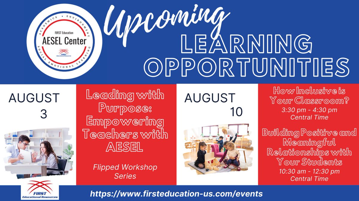 Empower Teachers, Elevate Students! Check out the AESEL Center Offerings (Academics, Environment, Social & Emotional Learning)! #AESEL #SEL #FIRSTEducation firsteducation-us.com/events