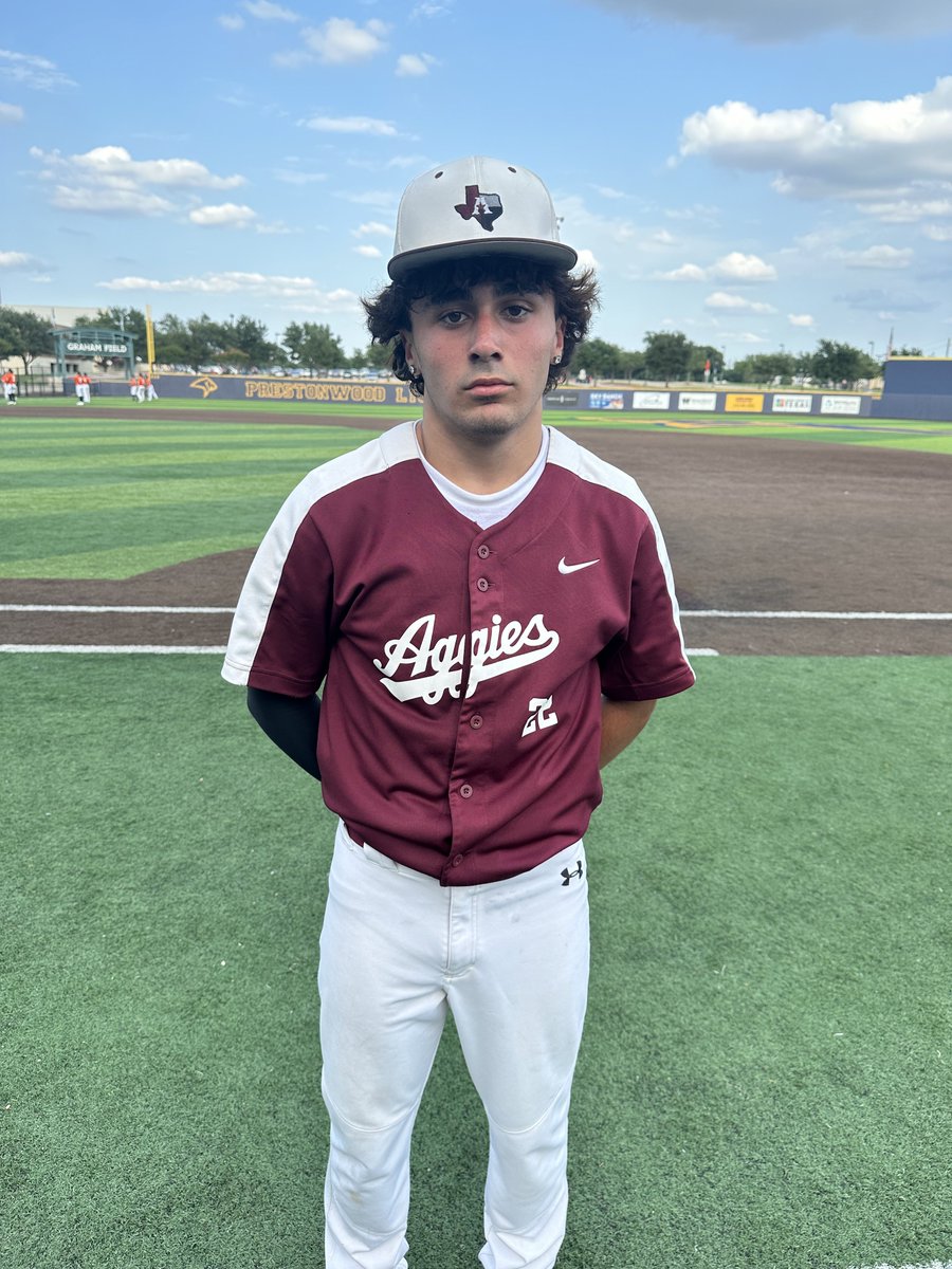 #DFWShowdown F: McKinney Aggies 3, 
North Texas Longhorns Stephens 2
PoG: Jayden Sprouse 1-3, 2B, RBI 
Pitcher: Mateo Almazan 7 IP, 5K, 6H, 2 ER / 1-3, R, BB
Notable: Camden Stephens 5.2 IP, 4K, 3H, 2 ER