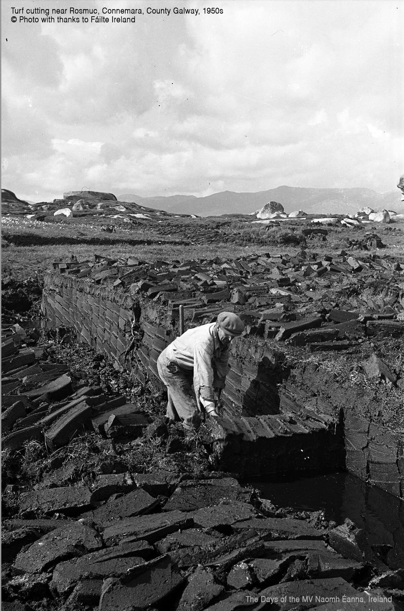 Turf cutting near Rosmuc, Connemara, County Galway, Ireland 1950s.