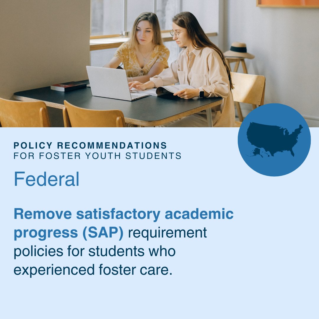 ctschoolsucla's tweet photo. The federal gov't can help more #fosteryouth attend college by:

☑️ Removing #SAP requirement
☑️ Increasing their max. financial cost of attendance @FAFSA
☑️ Creating a nationwide database on foster youth #collegeaccess &amp; retention
☑️ #Loanforgiveness https://t.co/3qmJnpcd4S