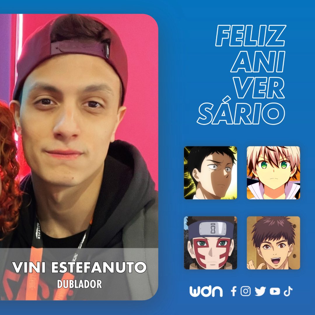Uma Voz que tem ganhado destaque nos últimos tempos, com personagens  incríveis como o Shinki de Boruto Naruto Next Generations e o Gojo de My  Dress-Up Darling, hoje é aniversário do Vini, image size:1080x1080