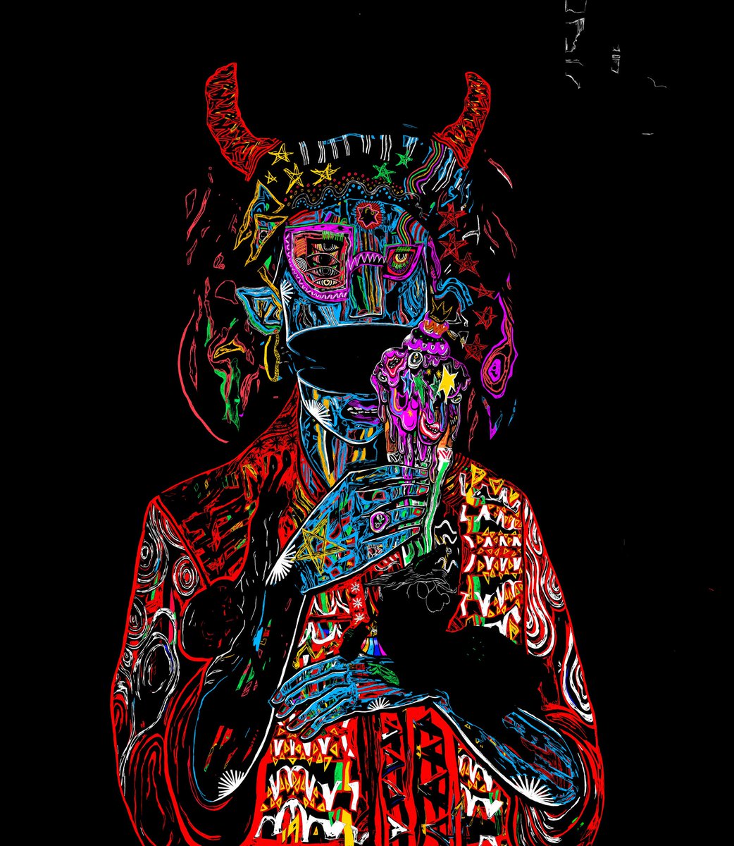 I melted down my work on a small canvas on my mobile and stretched it out on a larger canvas in Procreate and had to make major revisions. Oh my god ... I don't see an end in sight! But I'm sure this piece will turn out great!❤️‍🔥
Do you agree?⚡🧠👀