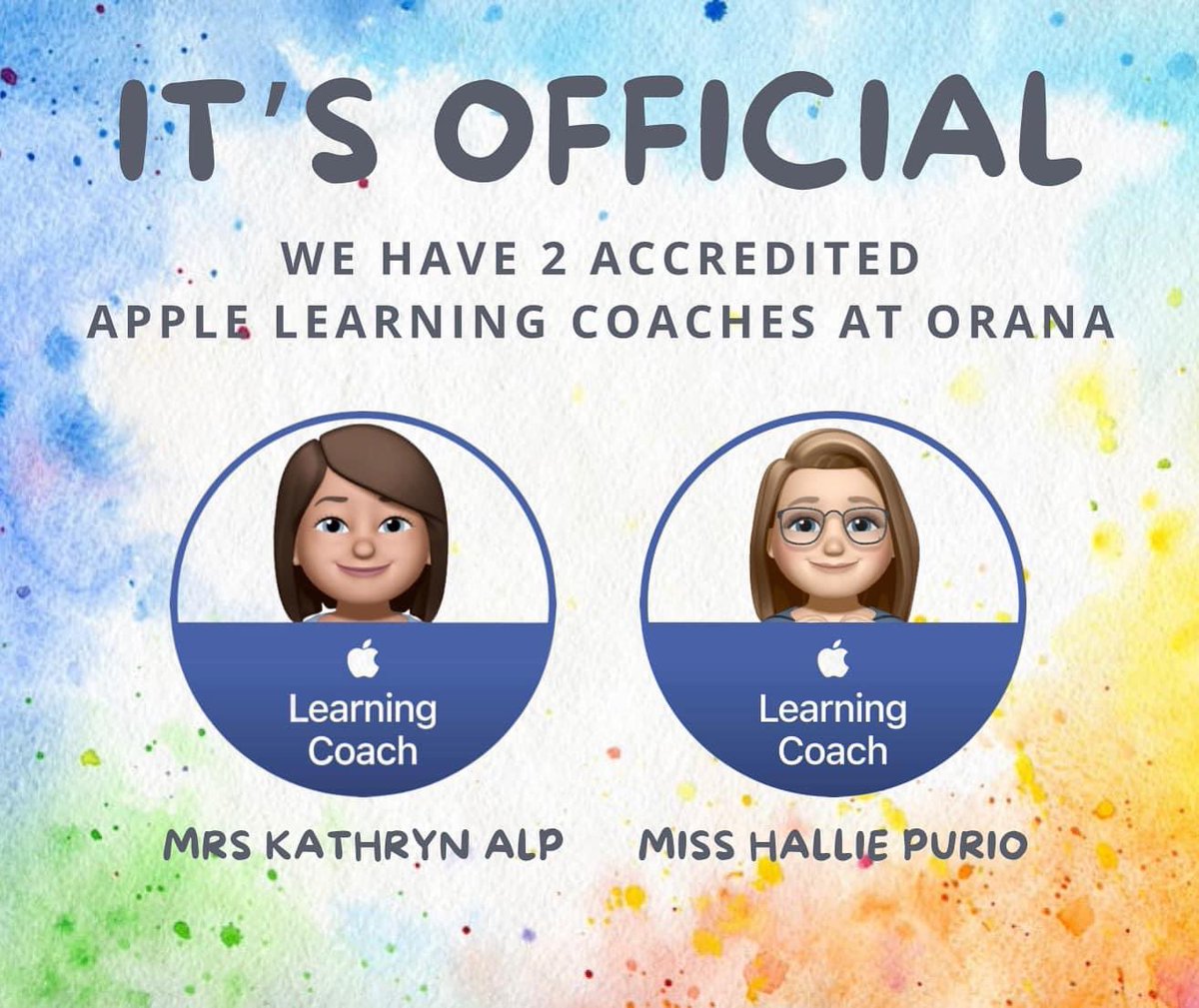 We have 2 Apple Learning Coaches at Orana! Mrs Alp and Miss Purio have spent a number of hours working towards becoming an ALC. They will incorporate what they’ve learned by coaching staff in their use of technology in the classroom. #applelearningcoach #appledistinguishedschool