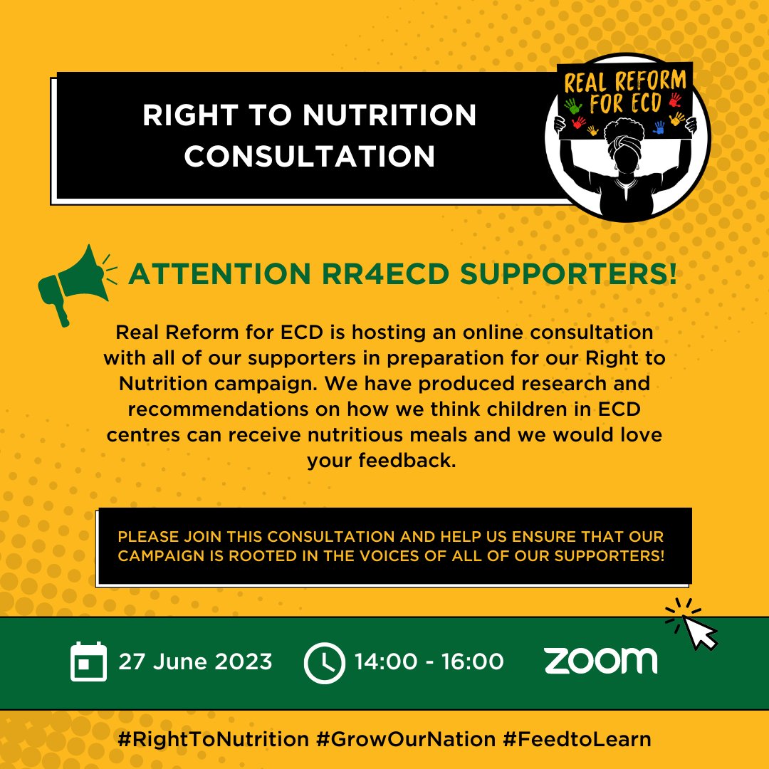 📩 [INVITATION] Real Reformers, we need your help!

We are hosting a consultation with all our supporters ahead of our right to nutrition campaign. We want to ensure that our campaign is rooted in your experience, so please join us. Your insights are invaluable. 

#ECDReform