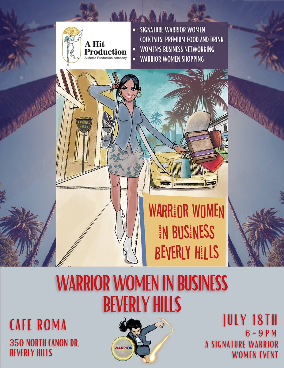 #WarriorWomen #BeverlyHills ! VIP Invite Only Signature #womensnetworking #shopping #social event ! All #WBN ladies @BH_Chamber + @GlobalChamber #LA welcome! Plus #womenbusinessowners @CityofBevHills. RSVP >> eventbrite.com/e/warrior-wome…. TY @CAFFE_ROMA