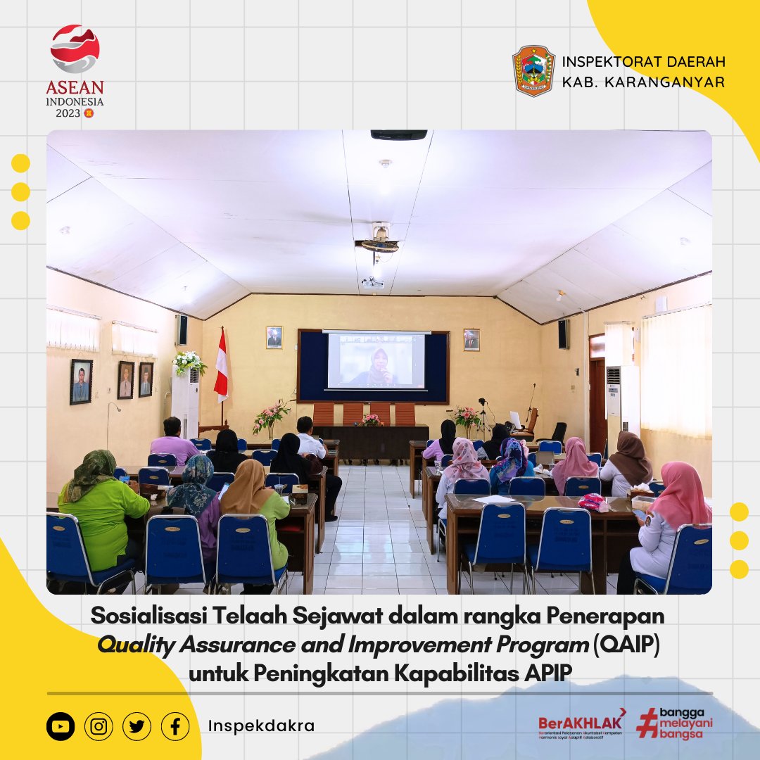 inspekdakra's tweet image. Zoom meeting dilaksanakan di Aula Inspektorat Daerah pada pukul 09.00 WIB. 

Turut serta pada kegiatan ini yakni Sekretaris Inspektorat Daerah, Inspektur Pembantu, Kepala Subbagian, Pengendali Teknis dan Ketua Tim serta diikuti oleh Inspektorat se-Jawa Tengah.

#APIP #QAIP