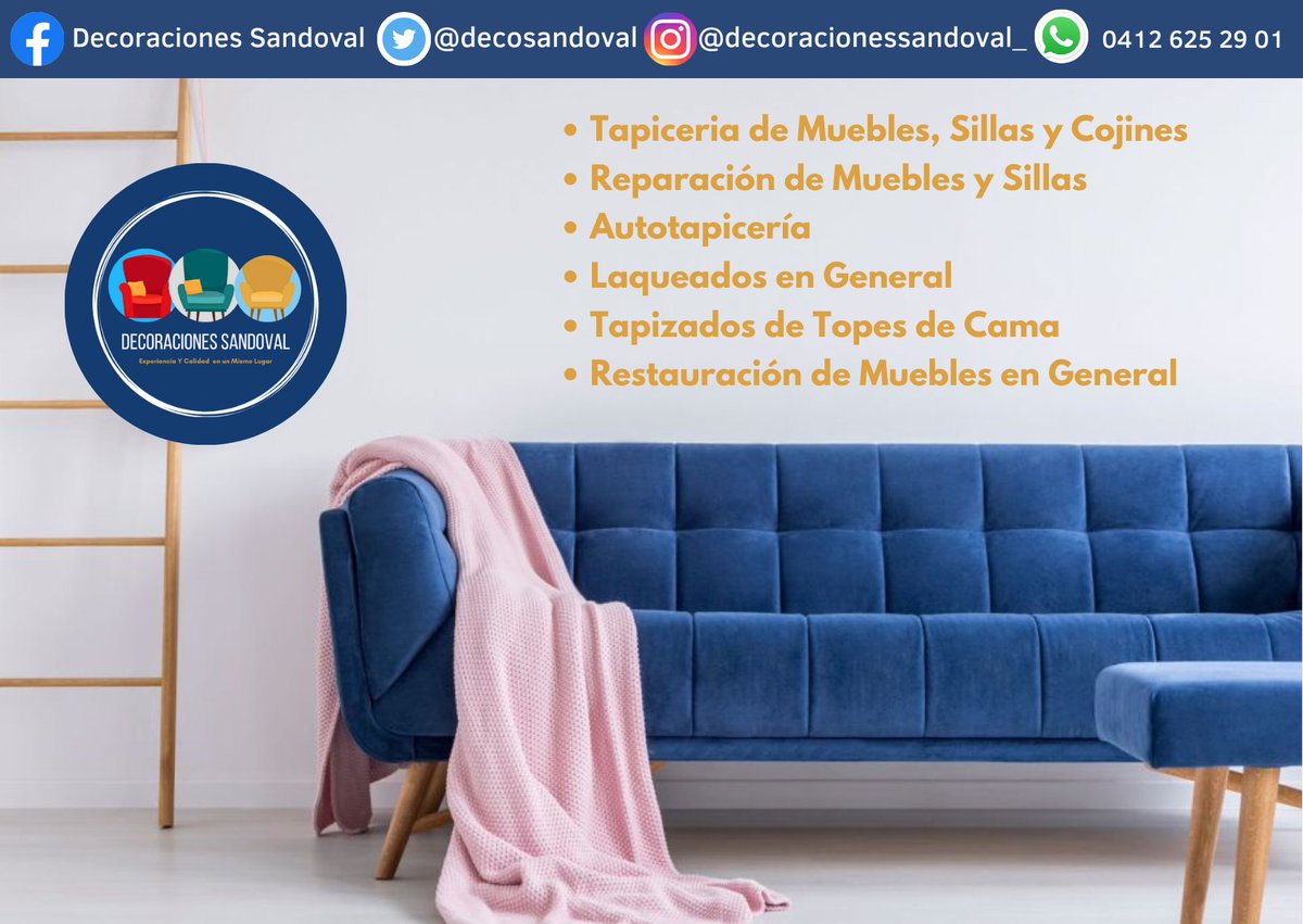 Somos Decoraciones Sandoval Tu mejor opción para restaurar y tapizar tus muebles.