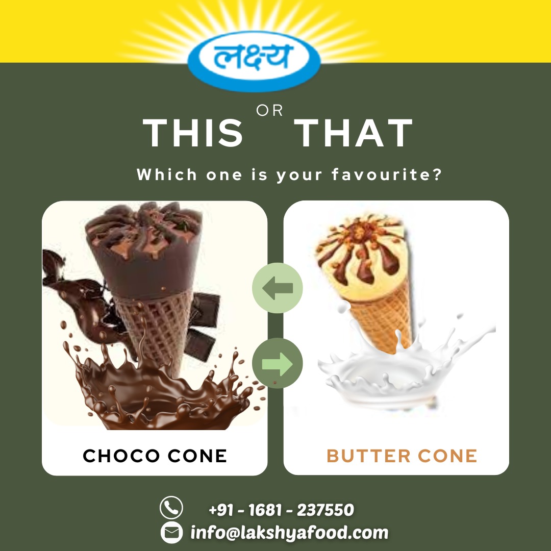Lakshyafood1's tweet image. "Moo-ve over, ordinary treats! 🐄🍦 Indulge in the creamy delight of Coco Cone or the rich goodness of Butter Cone. Which one tickles your taste buds? Let your taste buds be the judge! 🤤❤️ #DairyDelights #CreamyGoodness #IndulgeInDairy #CocoConeVsButterCone #DecisionsDecisions