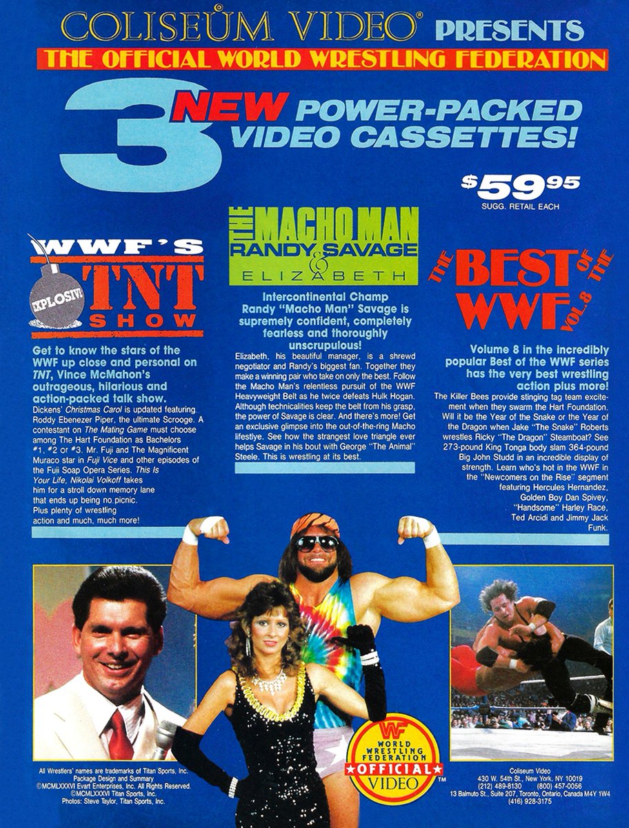 3 new power-packed WWF video cassettes from Coliseum Video! 🏛️📼 #WWF #WWE #Wrestling #VinceMcMahon #BretHart #MissElizabeth #RandySavage