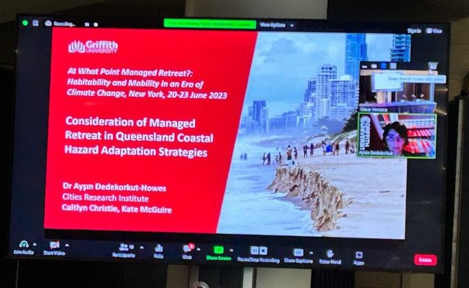 It was a pleasure to present at @columbiaclimate’s At What Point #ManagedRetreat? Habitability and Mobility in an Era of #ClimateChange conference yesterday on the #QCoast2100 program. So much fantastic research going on in this space but we need more! #climateadaptation