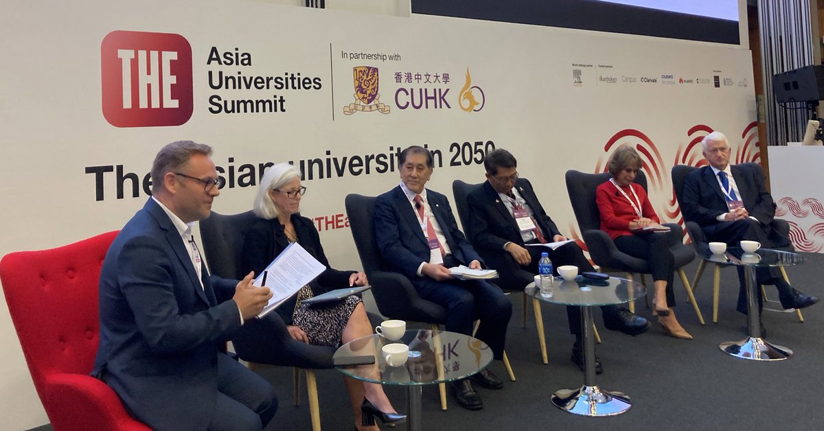 “What keeps you awake at night?” “The challenge of disinformation”. Fascinating response from
Presidents of Auckland, UCLA, USC, CUHK and U21 with @Phil_Baty at the #THEAsia Summit