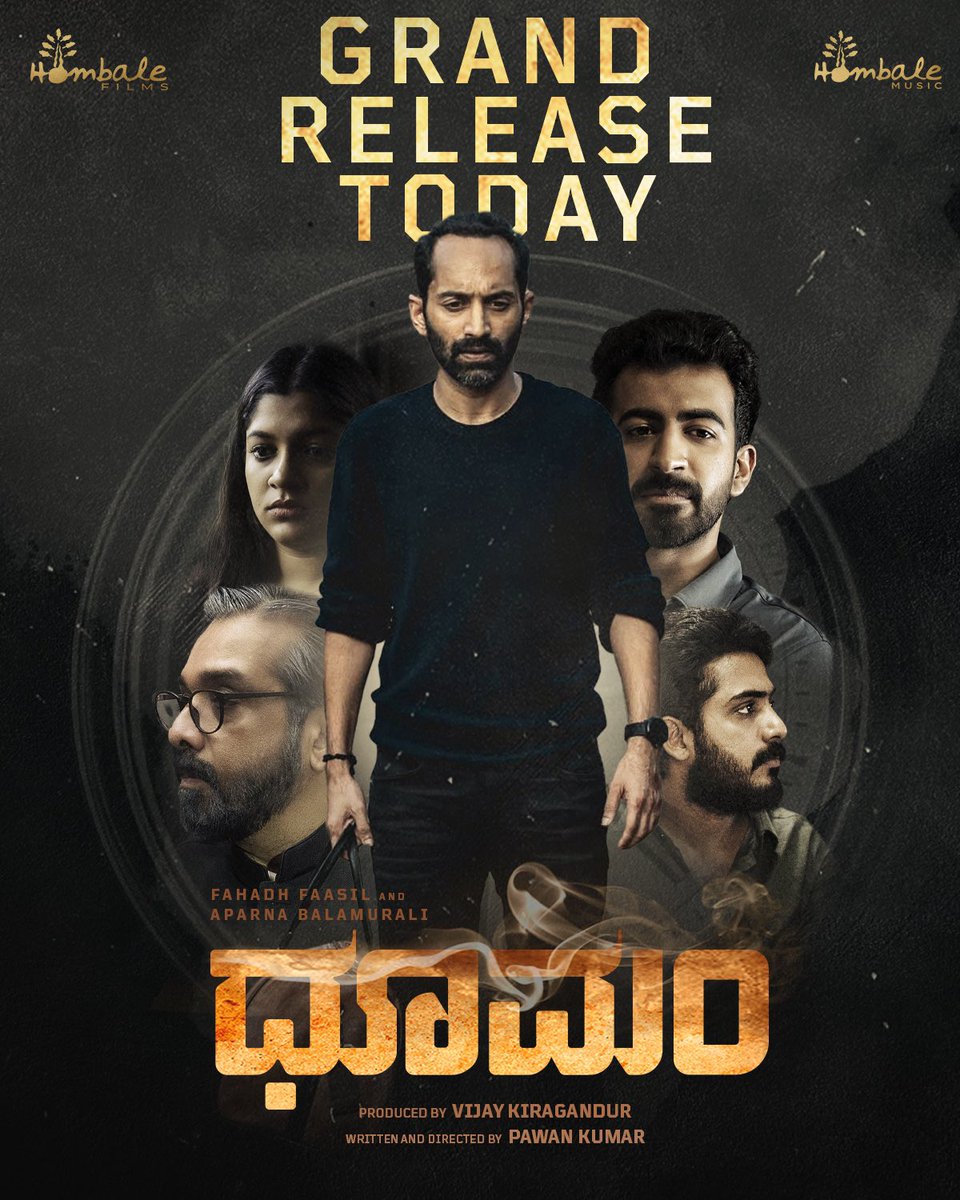 Are you ready for an exhilarating thrill ride?! #Dhoomam, the action-packed thriller hits cinemas from TODAY! #FahadhFaasil @pawanfilms #VijayKiragandur @Aparnabala2 @hombalefilms @PrithvirajProd @HombaleGroup @ChaluveG @Poornac38242912 #PreethaJayaraman @AneesNadodi