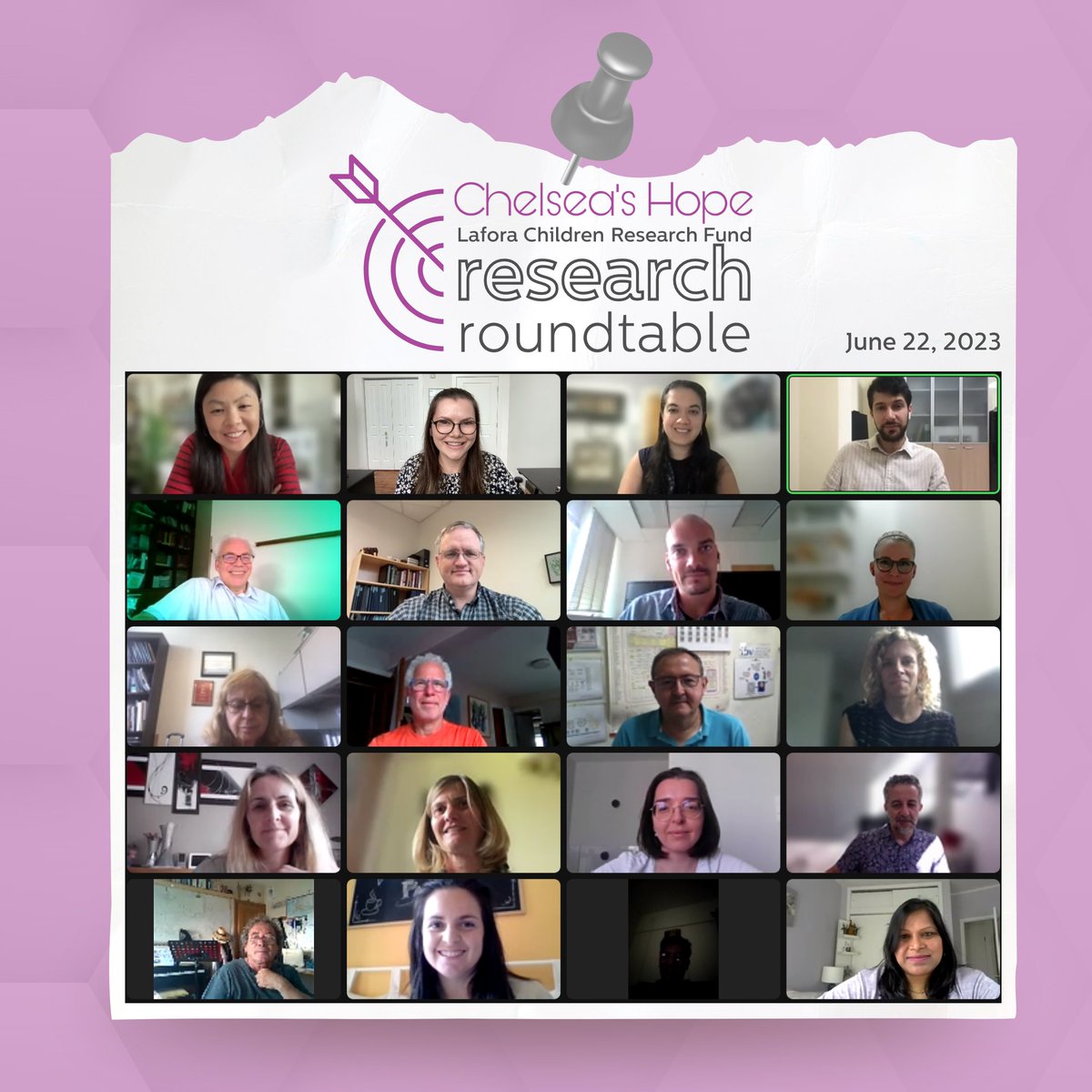 Chelseashopela1's tweet image. Thank you to everyone who attended our June #ResearchRoundtable!

We discussed clinical markers &amp;amp; endpoints for #LaforaDisease. Special thanks to Dr. Muccioli &amp;amp; Dr. Nguyen for presenting &amp;amp; answering questions!

#ChelseasHopeLaforaCure #LaforaDisease #ChelseasHope