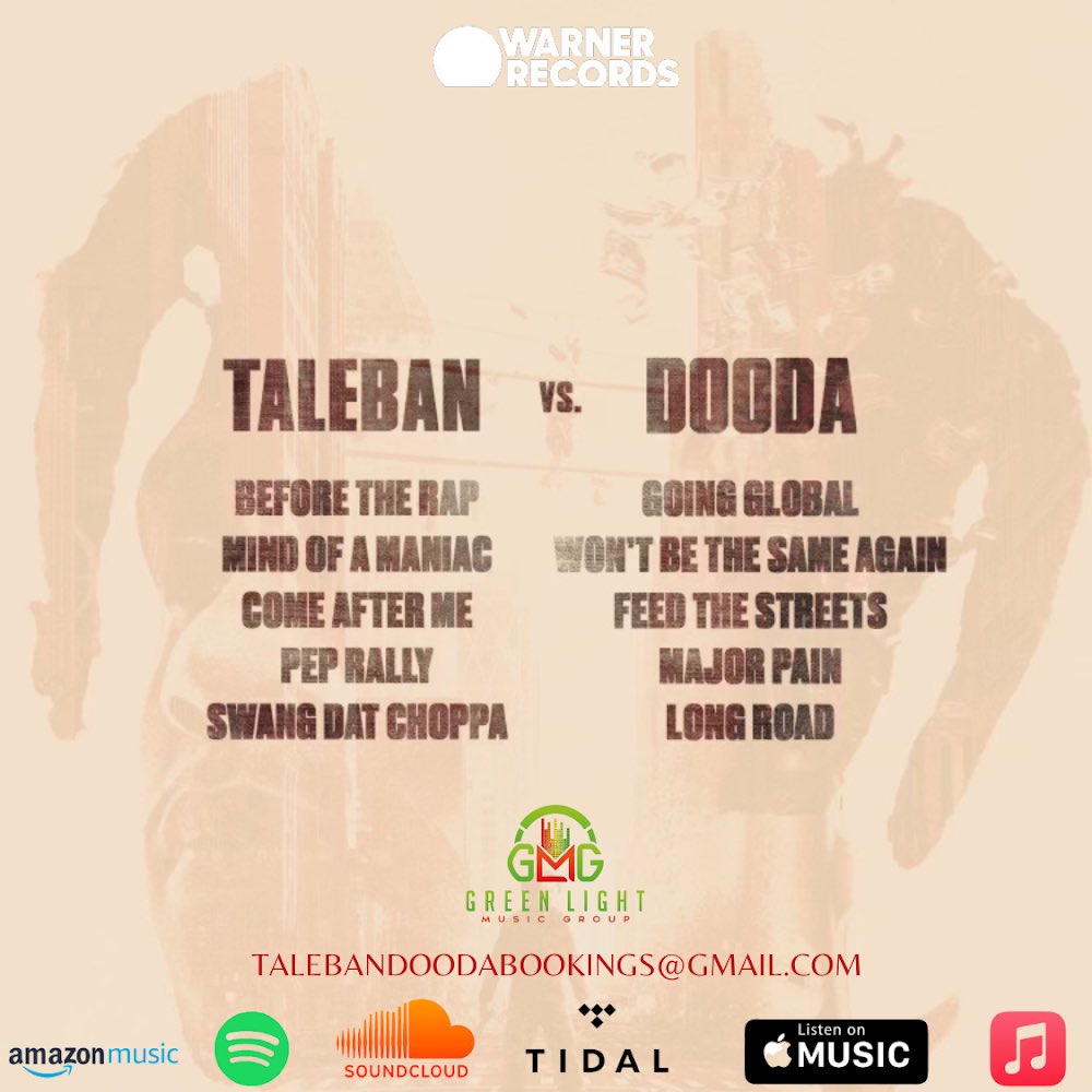 Just got Done putting the finishing touches on  <a href="/TalebanDooda/">Taleban Dooda💔🎵</a>  Latest Project Scan codes &amp; All platform logo &amp; Booking Etc 

shout to <a href="/warnerrecords/">Warner Records</a> For Dropping that work off ©️©️🌎

We in the big leagues ….