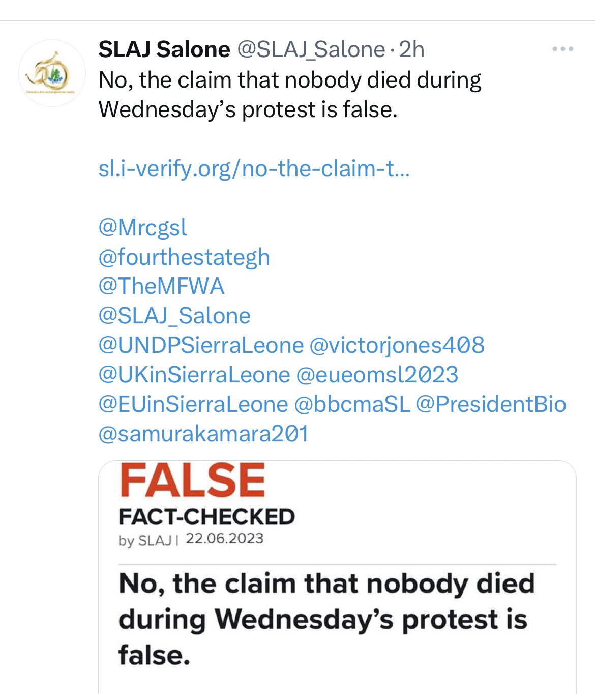 Sierra Leone Current Issues and Affairs on Twitter "Wow! Wow! SLAJ