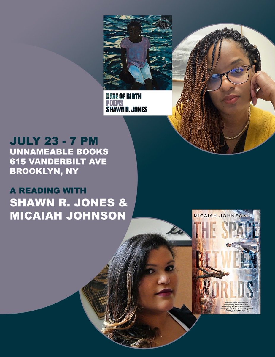 Next 🛑 New York City! ⁦@UnnameableB⁩ with 
⁦@micaiah_johnson⁩ 

#writingcommunity #sciencefiction #poetry #NYC #poetrycommunity #fictionwriters #writersoftwitter