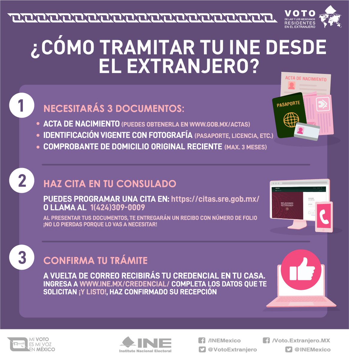 🌎 Prepárate para las elecciones 2024, tramitar tu #INE desde el extranjero es muy sencillo. Estos son los pasos que debes seguir.👇👇
Más información en votoextranjero.mx