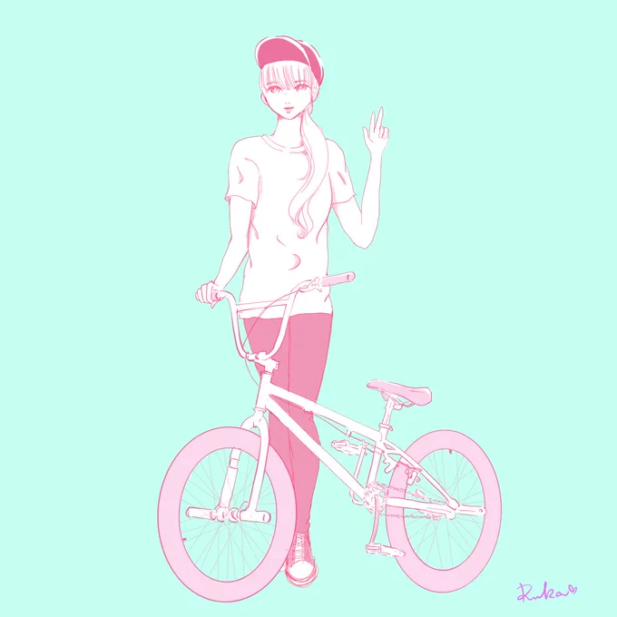本日のイラストはBMXガール来年はもうパリオリンピックなんですよね〜東京開催の時、初めての自転車競技BMXが面白くて夢中で見たのですが、失敗しても成功してもキラキラの笑顔で素敵だった記憶があります  #イラスト好きさんとつながりたい #オリンピックデー