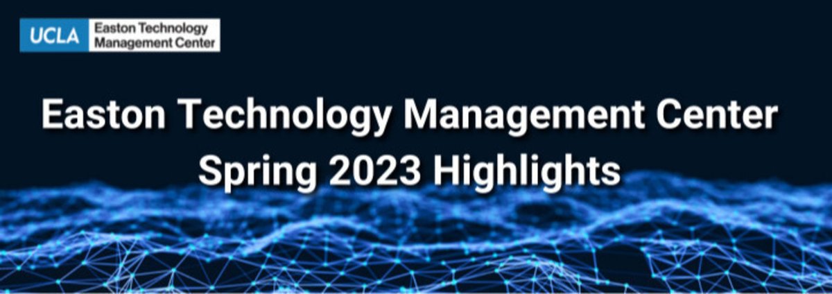 terrykramer's tweet photo. Spring 2023 updates from UCLA Anderson's Easton Tech Mgmt Center including Arun Rao's ChatGPT/generative AI webinar highlights, tech leadership messages from Cisco's Jeetu Patel and a special "congratulations" to our graduating students and Easton Fellows.
https://t.co/4odSo5uTLV https://t.co/RSTF67e8Nu