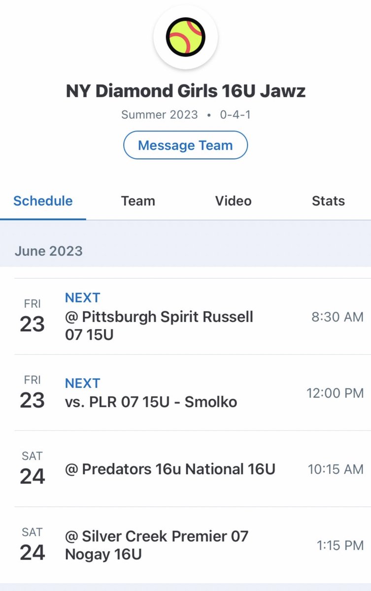 Here is the NYDG Jawz schedule for the Aunt Rosie’s Tournament this weekend!! <a href="/SoftballDown/">Down South Softball</a> <a href="/SBRRetweets/">Softball Recruiting Reposts</a> <a href="/CoastRecruits/">Coast 2 Coast Recruits</a> <a href="/D1Softball/">D1Softball</a>