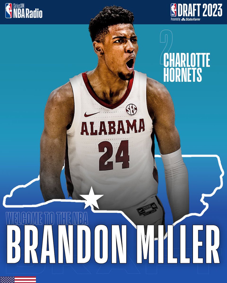 Brandon ✈️ Buzz City With the second overall pick, we have selected Brandon  Miller. — #HornetsDraft