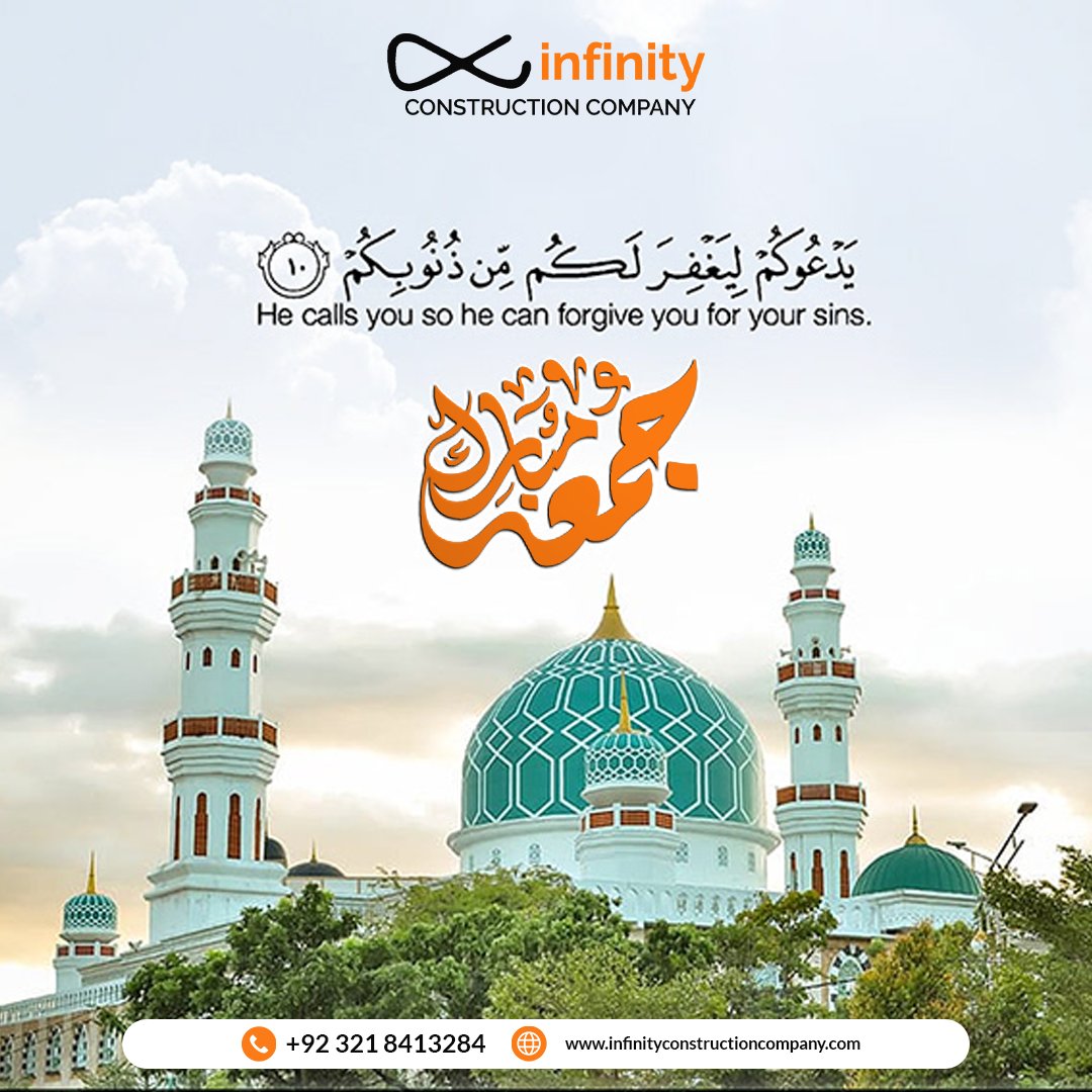 infinityCCPK's tweet photo. Let us seize the opportunity of Jummah to renew our faith, seek forgiveness, and strive to be better versions of ourselves. Jummah Mubarak!
#JummahMubarak #InfinityConstruction https://t.co/tcsUV8ckgn