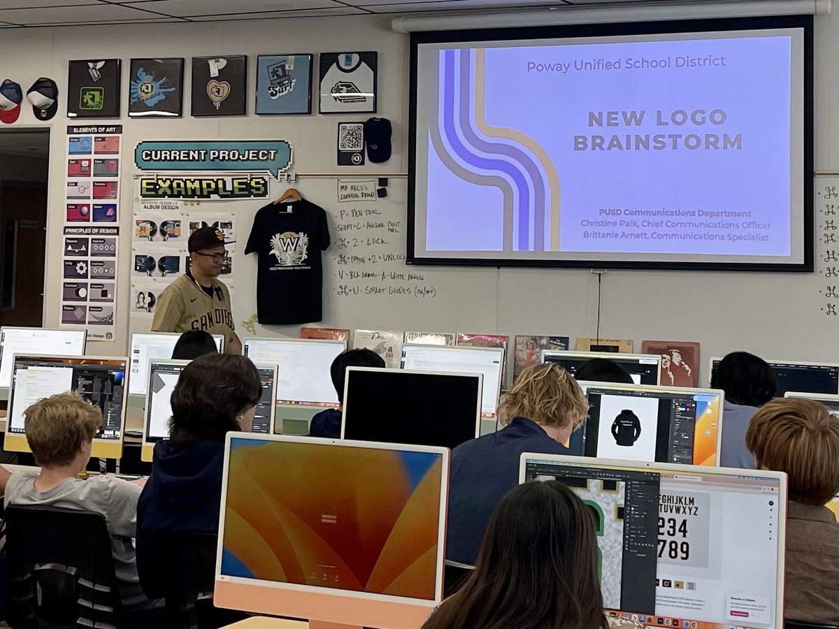 ChristinePaik's tweet photo. Gratitude to @powaycte Graphic Design teacher Mr. Nacu and his students who provided some fantastic ideas and feedback on @PowayUnified’s logo redesign. This is @CaliforniaCTE in action! Can’t wait to show you what they inspired! https://t.co/dAy5elcMlk
