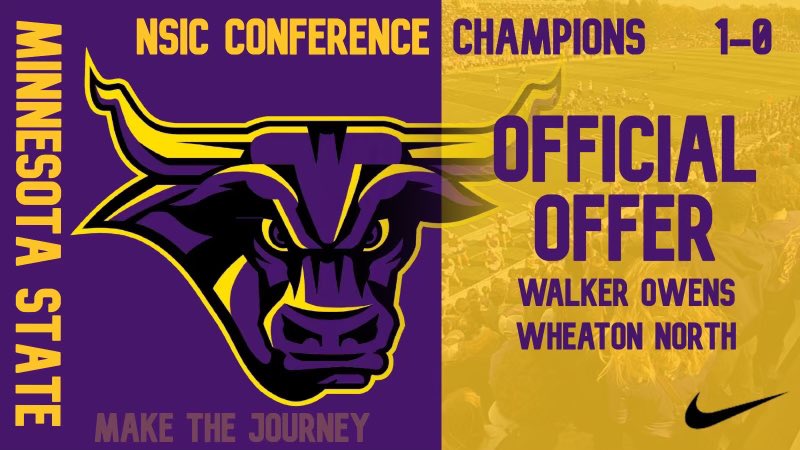 After a great sdsu camp and conversation with <a href="/CoachJackson32/">Lavell Jackson</a> &amp; <a href="/CoachTimLydon/">Tim Lydon</a> I’m blessed to receive my first offer from Minnesota State University Mankato! Thank you for the opportunity.